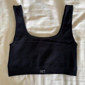 SET Active Sculptflex Box Cut Bra, Onyx black color, size women's medium